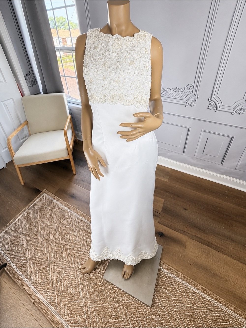 Mori Lee White Pearl Wedding Dress Bodice